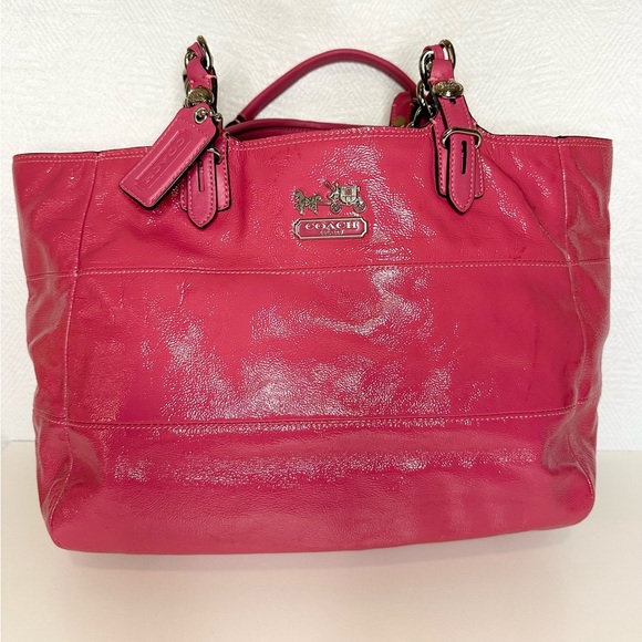 Coach Hot Pink Tribeca East/West Chain Strap Handbag Tote Purse - Picture 1 of 12